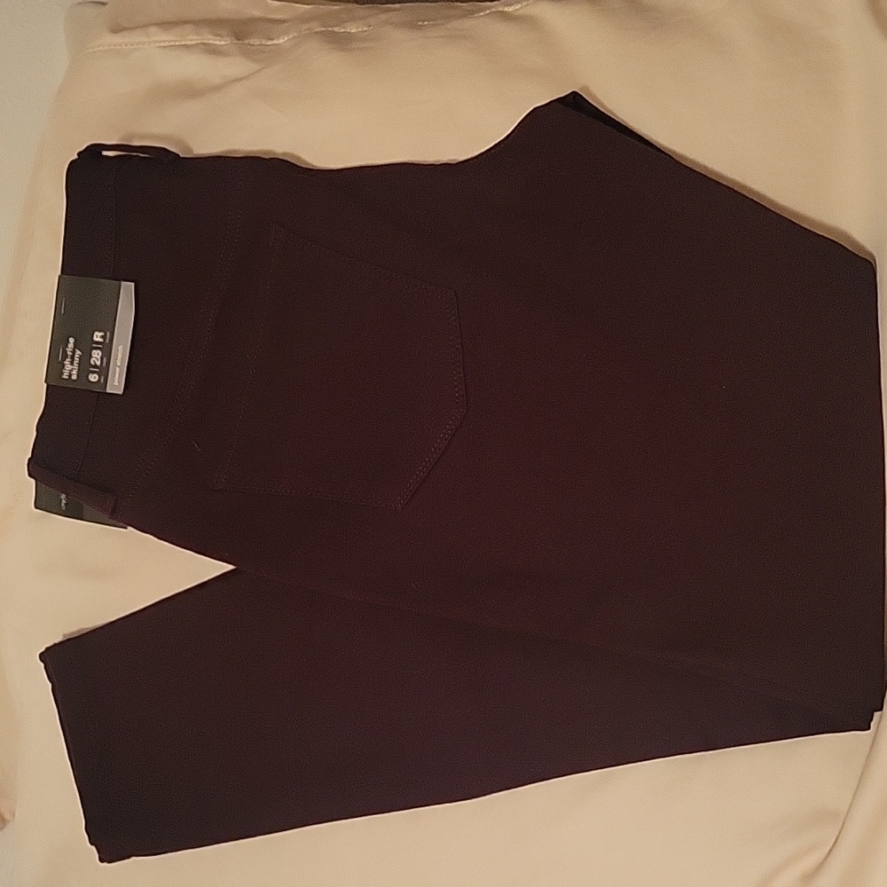 MOSSIMO Black Raspberry High Rise Skinny Denim Power Stretch SZ 6/ 28R NWT - Picture 2 of 7